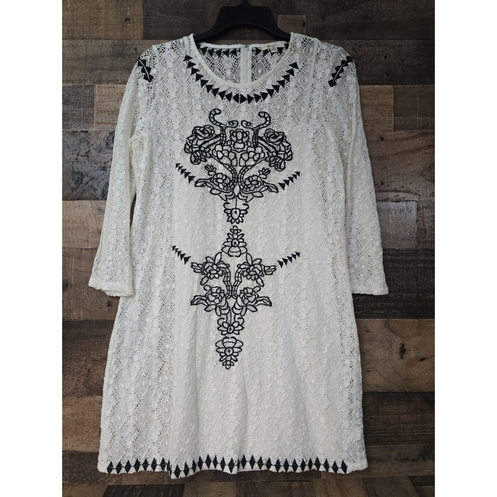 Everly Crochet Lace Embroidered Shift Dress Fairycore Romance Event Aztec Medium